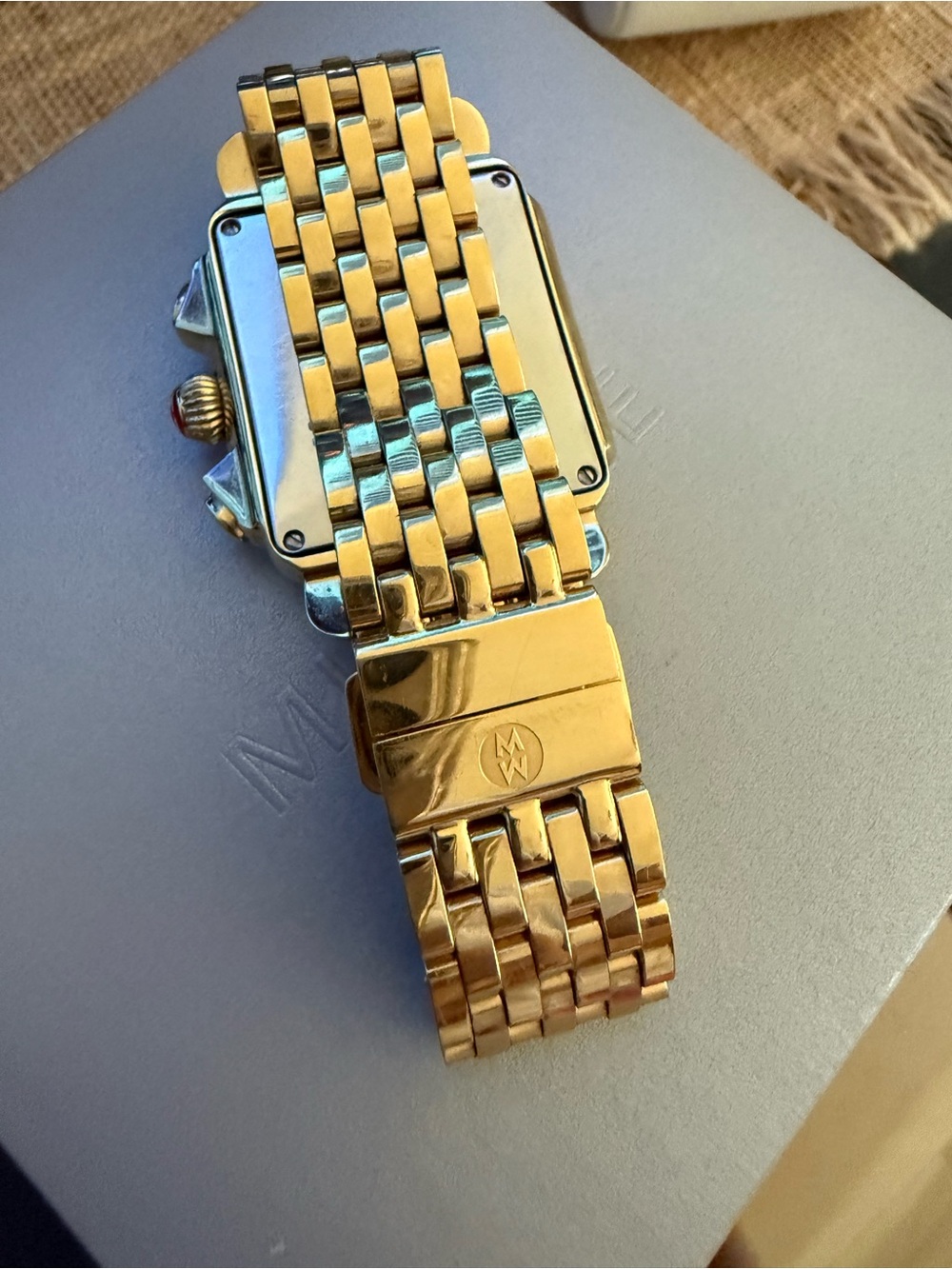 Michele Gold-Tone Diamond Bezel Mother-of-Pearl Chronograph Watch - Picture 3 of 4